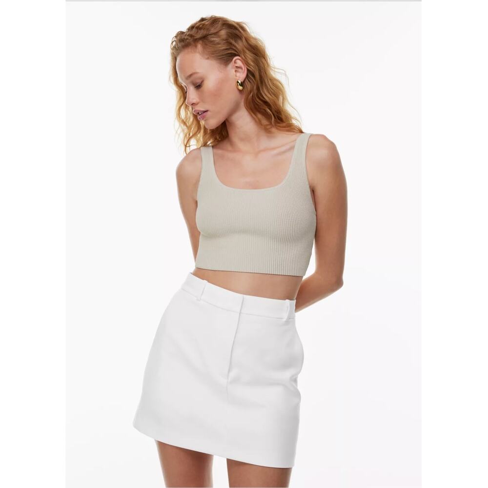 Babaton Sculpt Knit Square Neck Cropped Tank Matte Pearl Size 2XL Essential